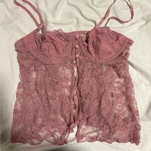 Urban Outfitters Lace Top in Dusty Pink